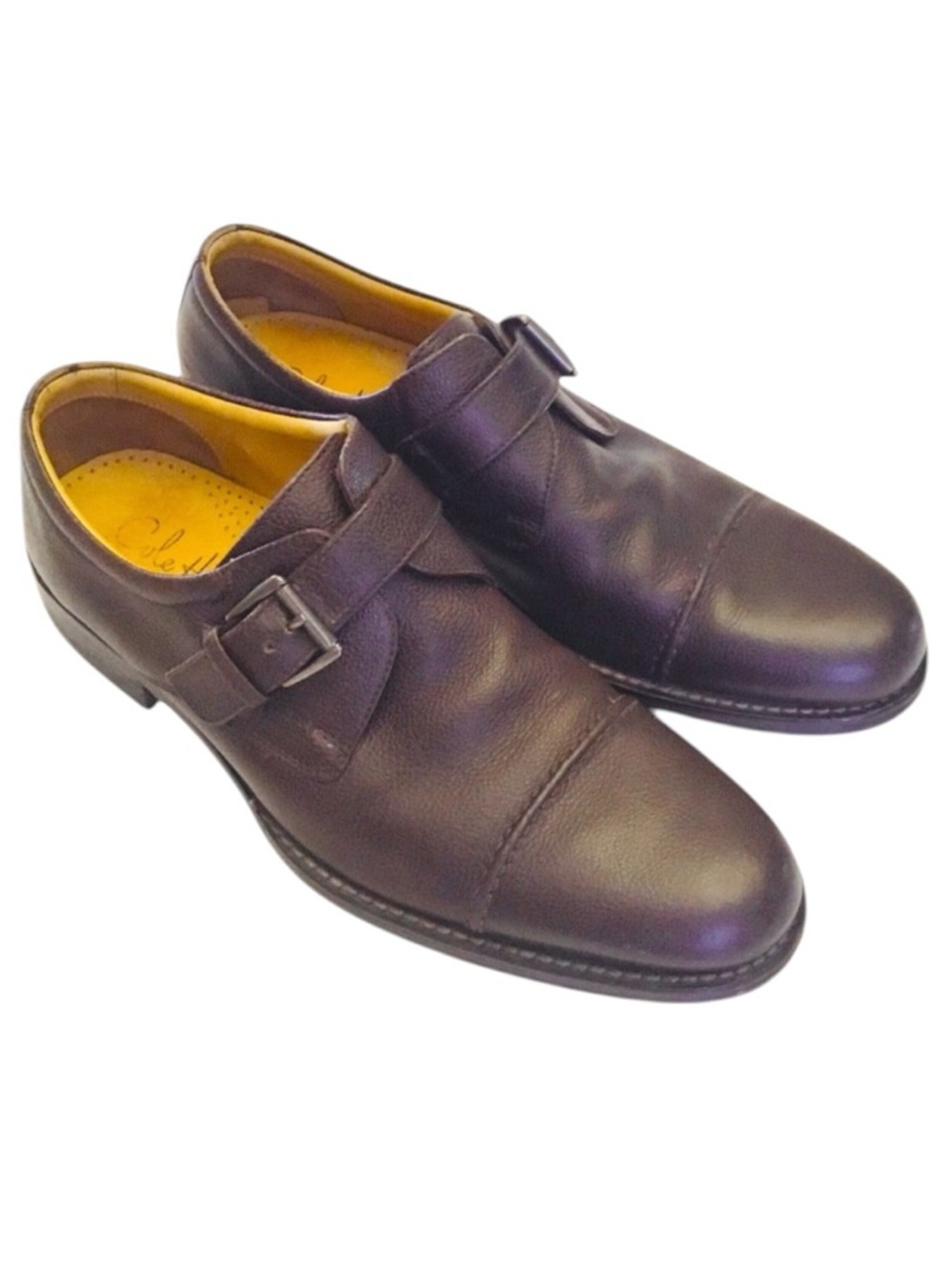 Cole Haan Pebbled Brown Leather Single Monk Strap Men’s Dress Shoes Size 10.5 M